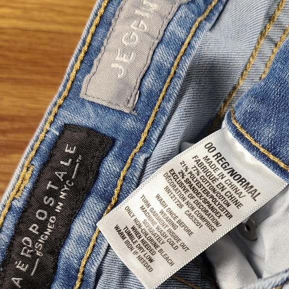 AEROPOSTALE 00x26 JEGGING STRETCH REG MID-RISE SKINNY WOMENS FADED BLUE JEANS - Picture 4 of 7